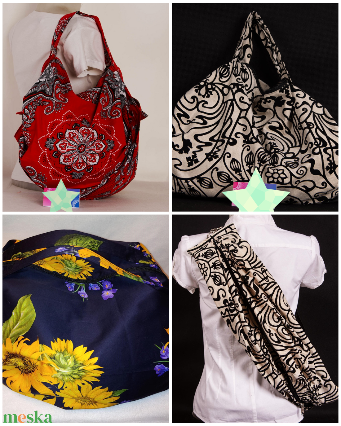 Napraforgós origami Többfunkiós táska - táska & tok - kézitáska & válltáska - nagy pakolós táska - Meska.hu