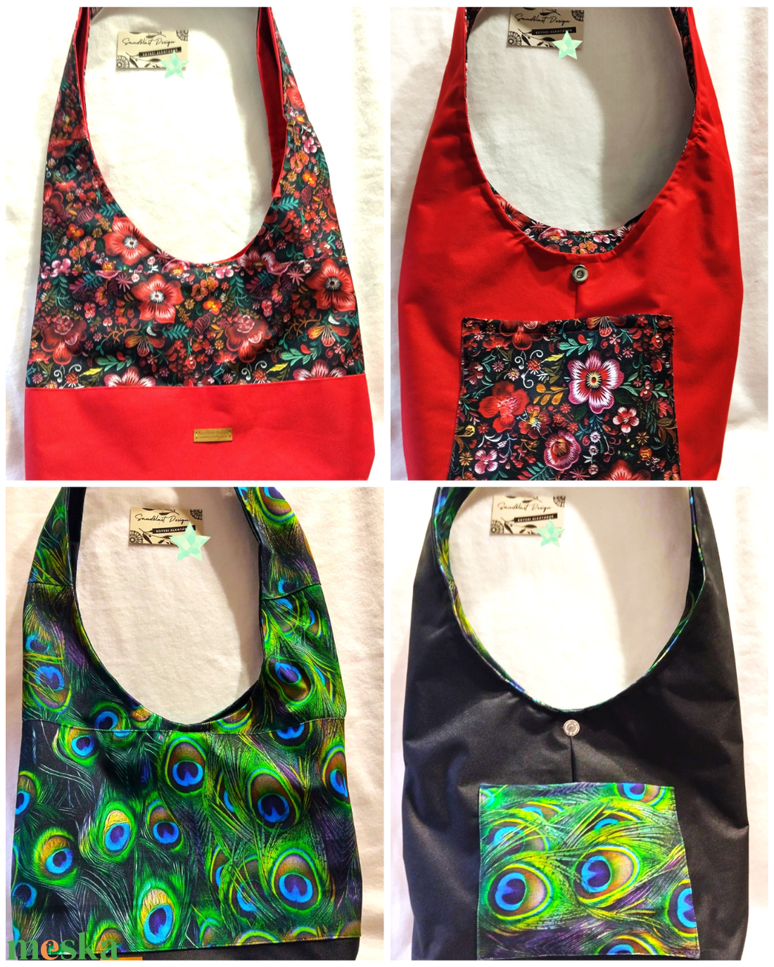 Pipacs/lila harangvirág motívumos  shopper bag batyu táska - táska & tok - kézitáska & válltáska - válltáska - Meska.hu