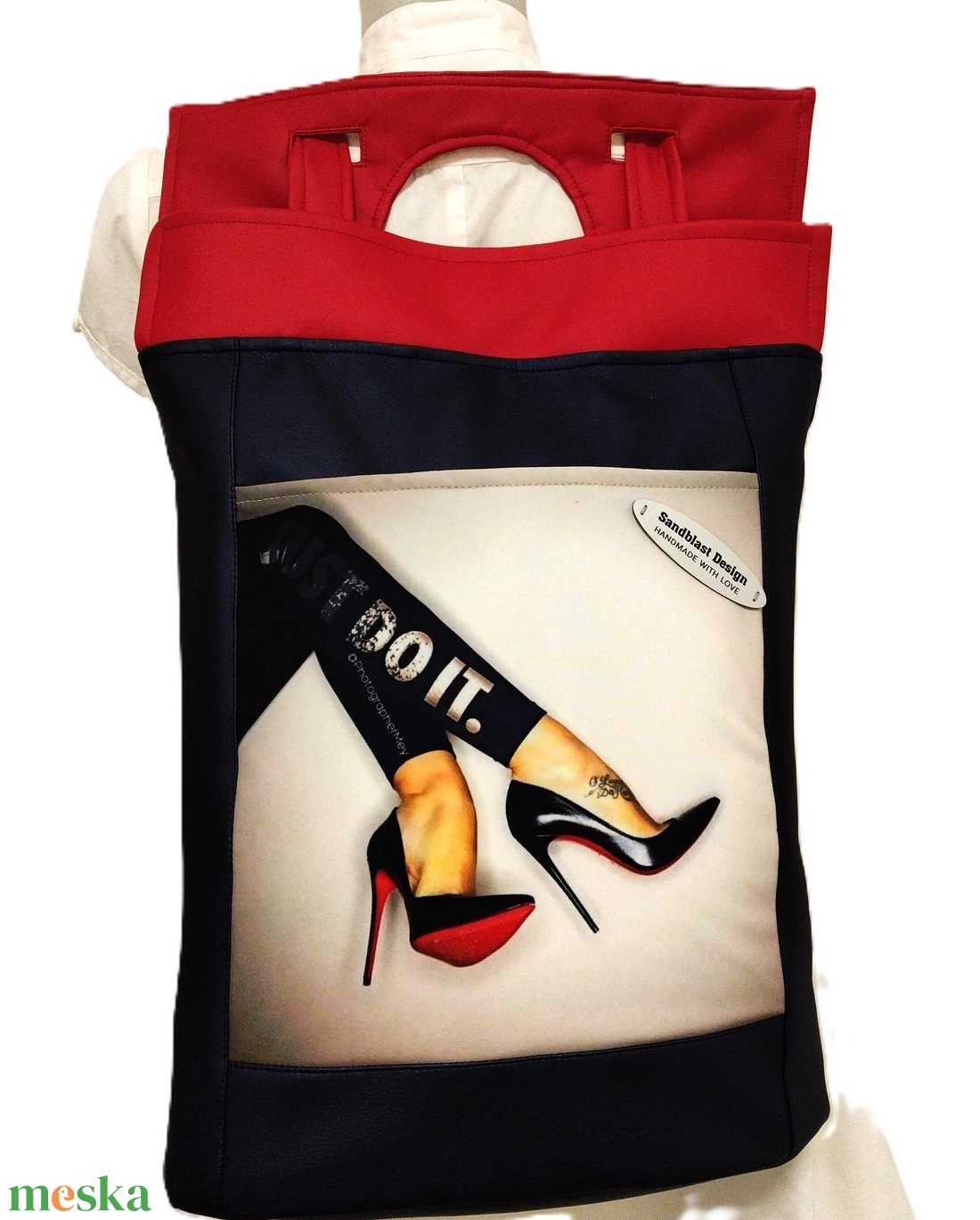 Metál kék  cipelők kézitáska/ hátizsák /óriás shopper - táska & tok - kézitáska & válltáska - kézitáska - Meska.hu