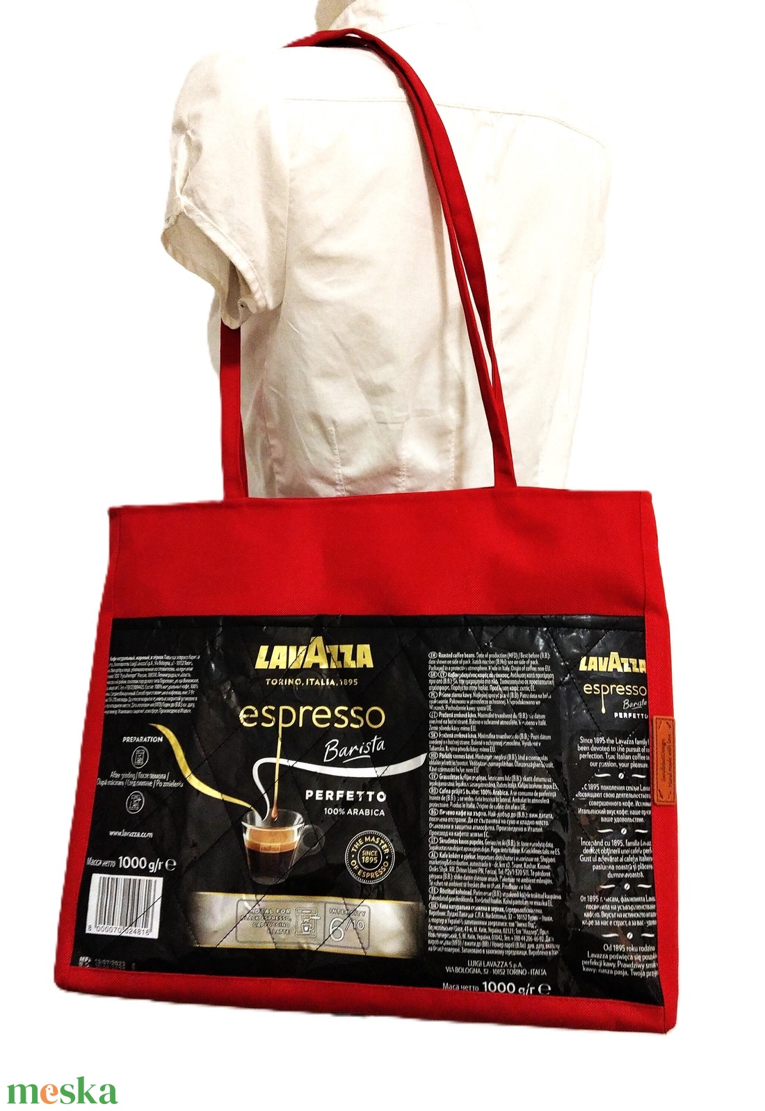 LAVAZZA újrahasznosított kávé zacskos shopper - táska & tok - kézitáska & válltáska - kézitáska - Meska.hu