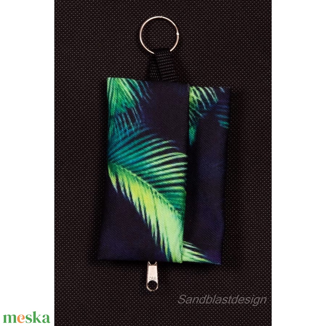 Pálmalevelek motívumos    vízhatlan gyöngyvászon zsepi tartók, vagy bármi tartók - táska & tok - kulcstartó & táskadísz - kulcstartó - Meska.hu
