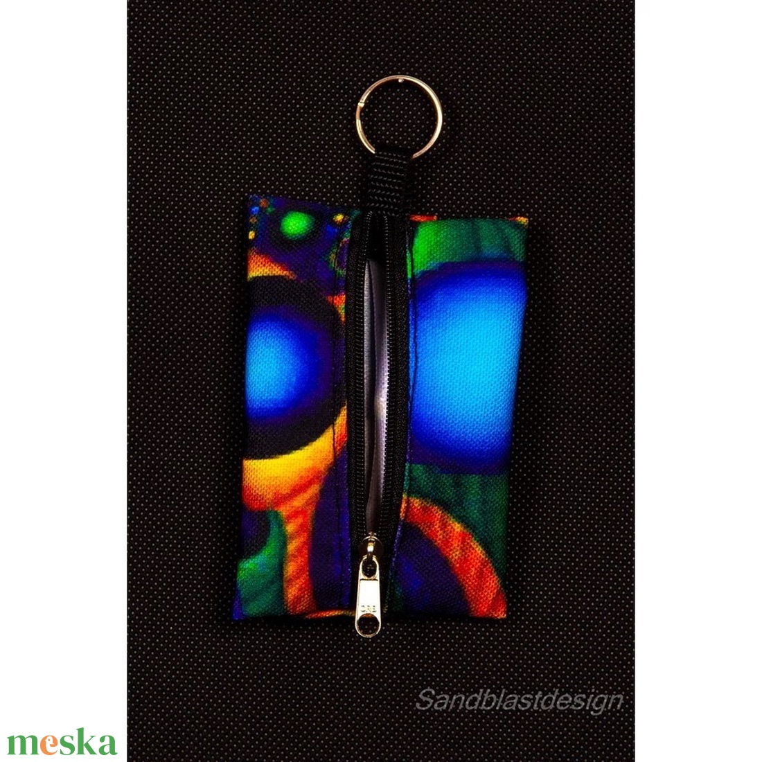 Kék Narancs körök motívumos    vízhatlan gyöngyvászon zsepi tartók, vagy bármi tartók - táska & tok - kulcstartó & táskadísz - kulcstartó - Meska.hu