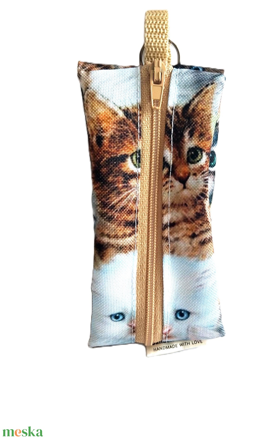 Cuki állat mintás Cicusok  vízhatlan gyöngyvászon zsepi tartók, vagy bármi tartók - táska & tok - kulcstartó & táskadísz - kulcstartó - Meska.hu