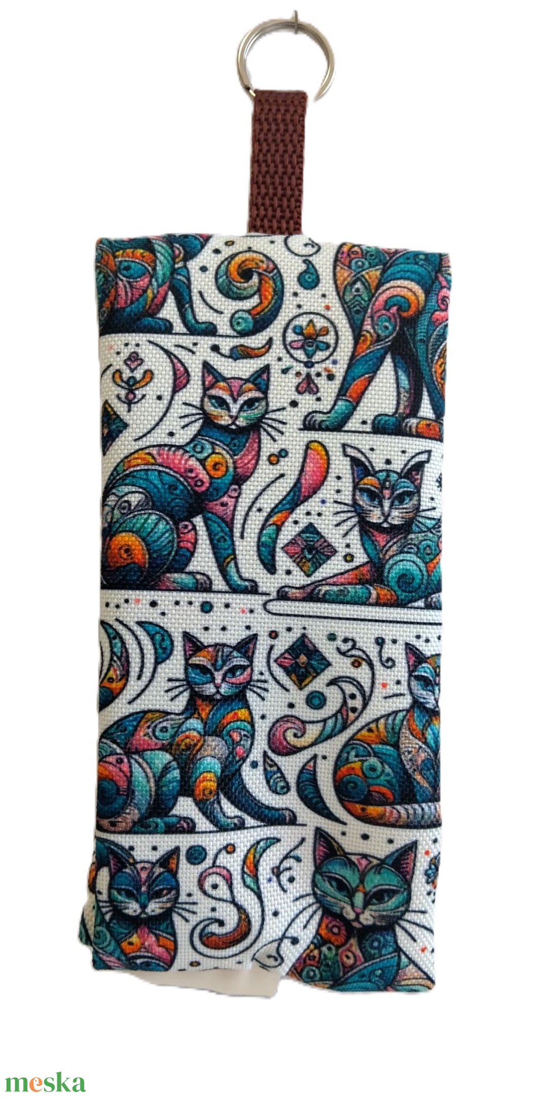 Cuki állat mintás Stilizált cicák  vízhatlan gyöngyvászon zsepi tartók, vagy bármi tartók - táska & tok - kulcstartó & táskadísz - kulcstartó - Meska.hu