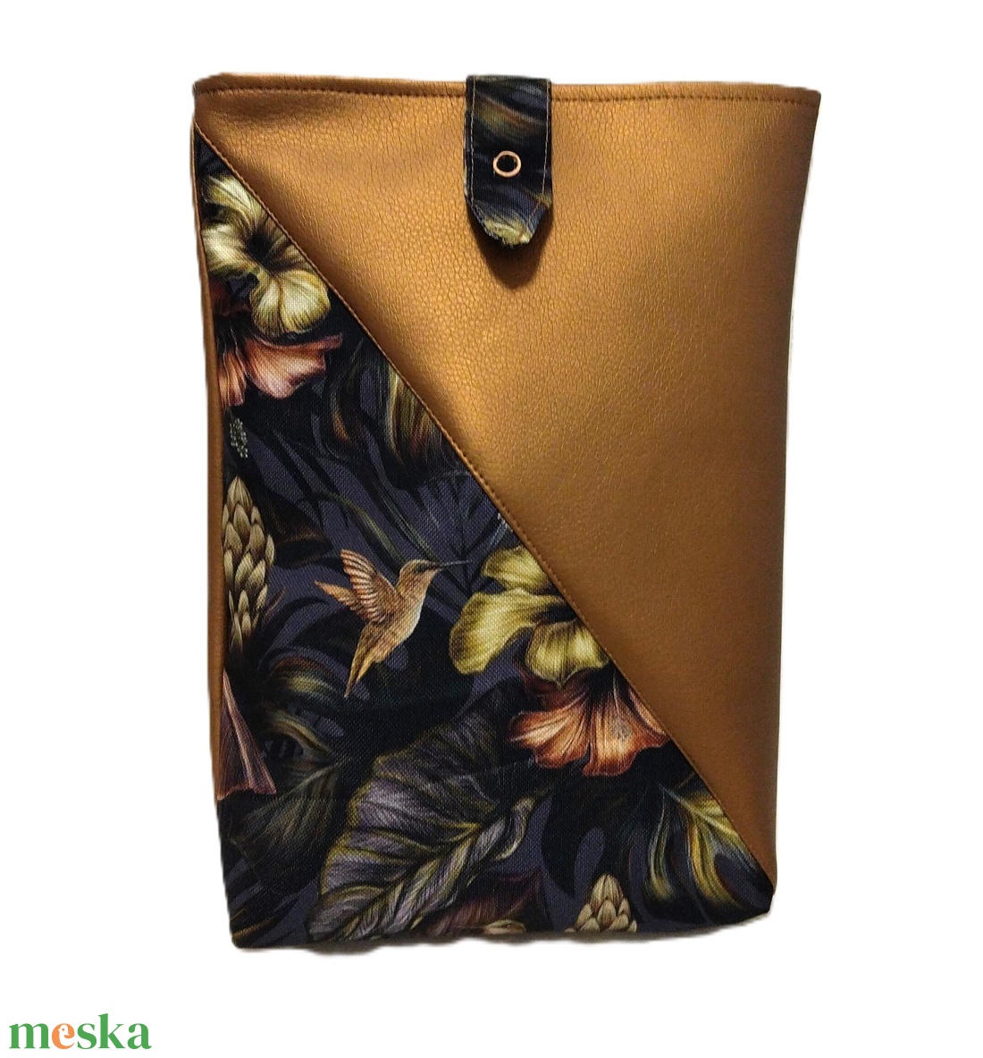 Kolibris mintázatú/ fényes bronz műbőr könyvtok - táska & tok - ebook & tablet tok - Meska.hu