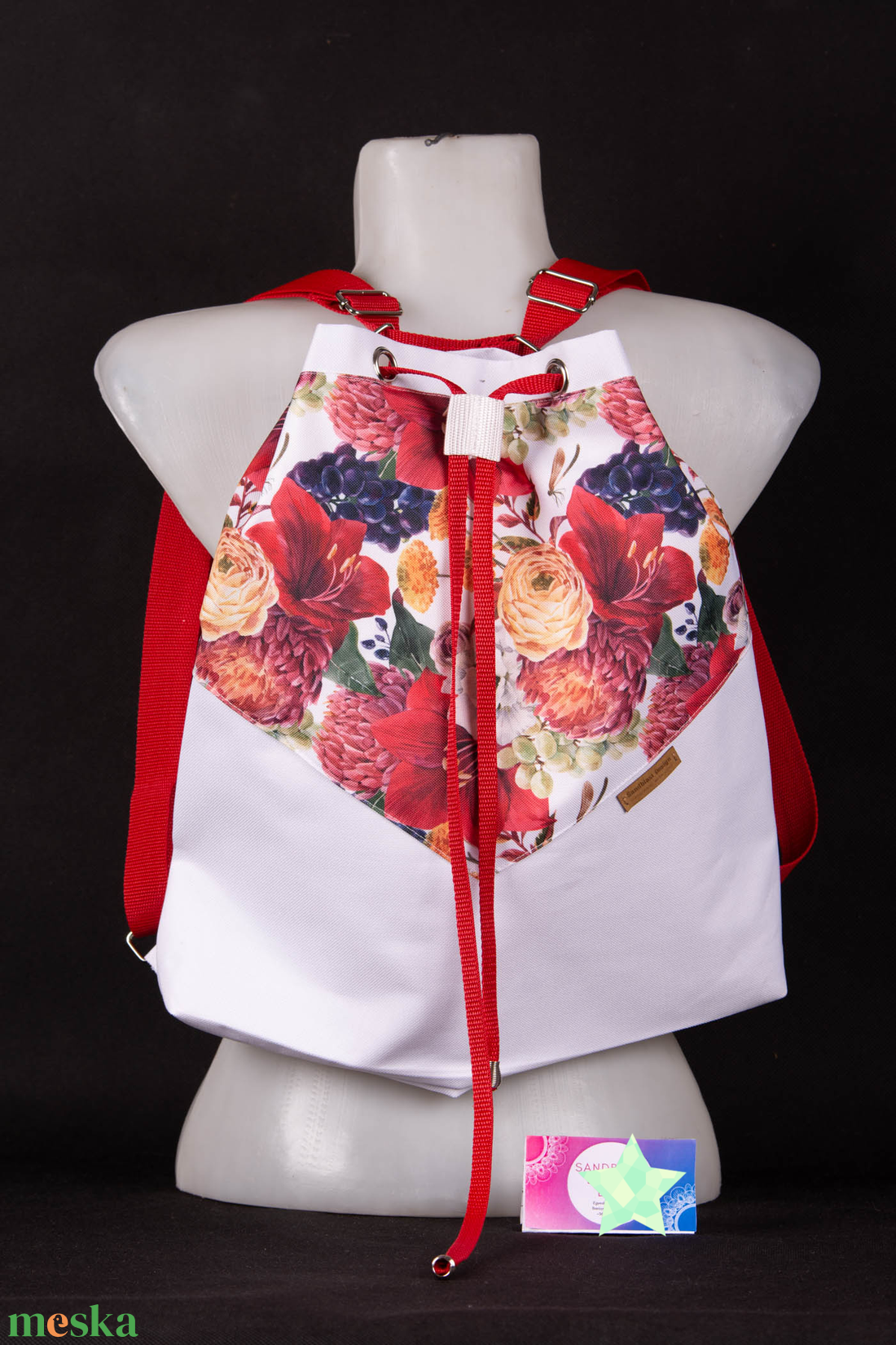 Variálható Design Táska, Piros virágos shopper bag - táska & tok - variálható táska - Meska.hu