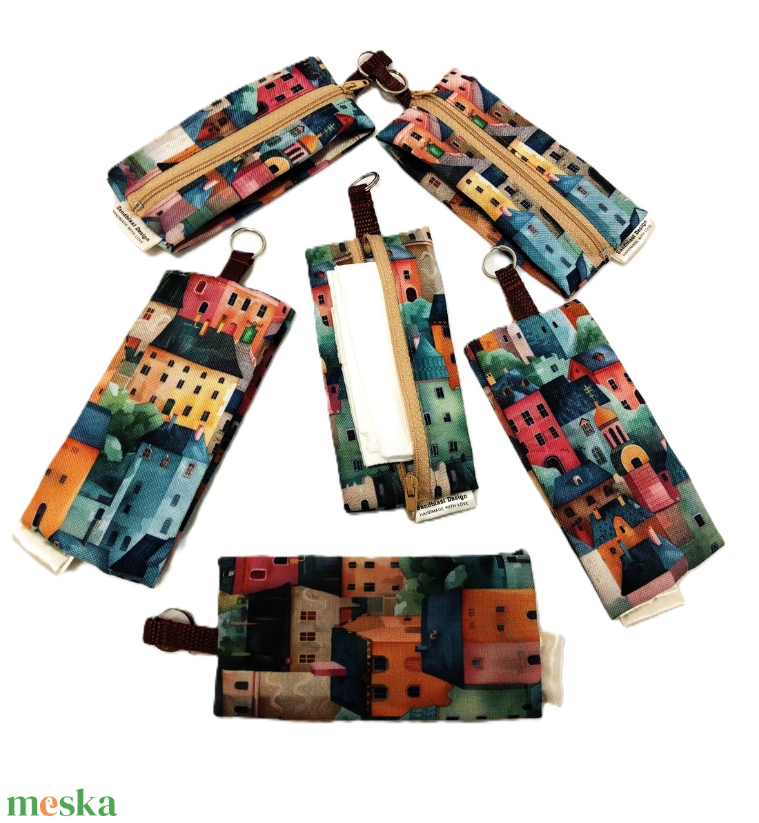 Cuki házikó vízhatlan gyöngyvászon zsepi tartók, vagy bármi tartók - táska & tok - kulcstartó & táskadísz - kulcstartó - Meska.hu