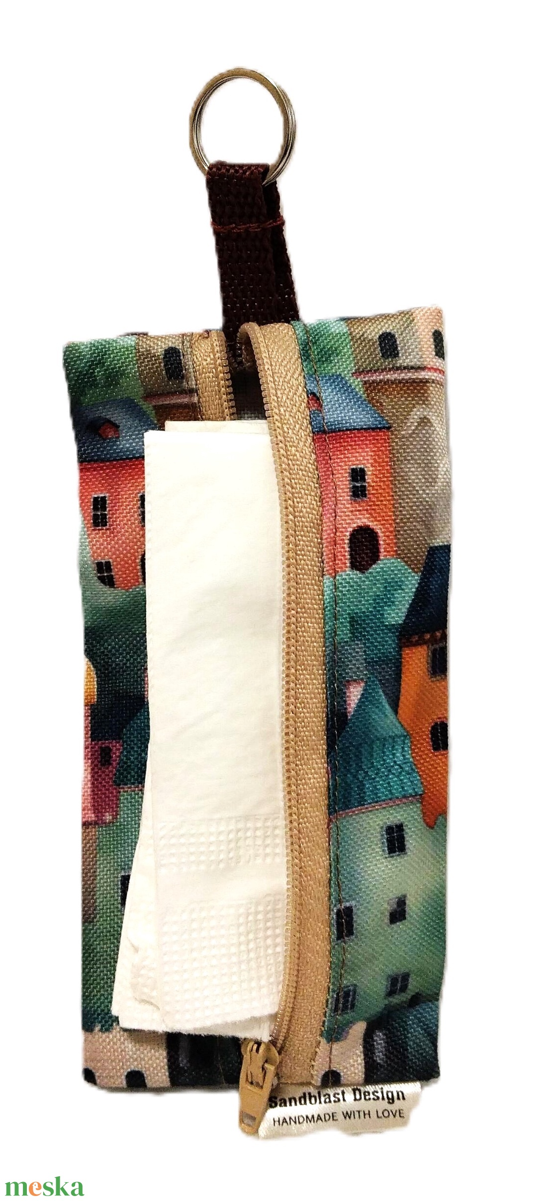 Cuki házikó vízhatlan gyöngyvászon zsepi tartók, vagy bármi tartók - táska & tok - kulcstartó & táskadísz - kulcstartó - Meska.hu