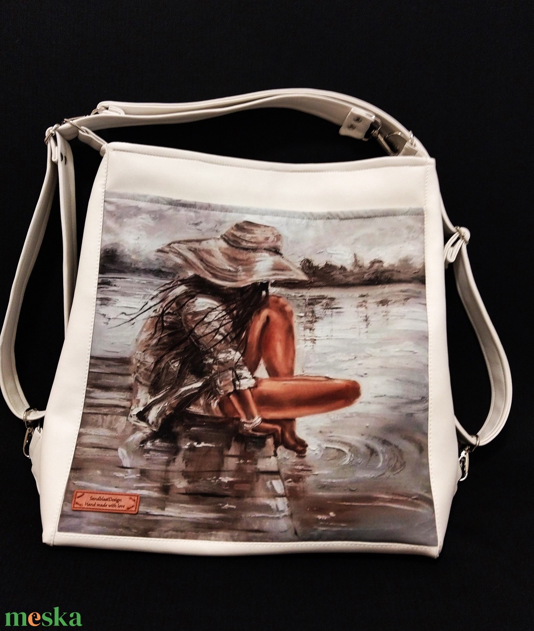 Elegáns fehér ökobőr  multifunkciós táska - táska & tok - variálható táska - Meska.hu