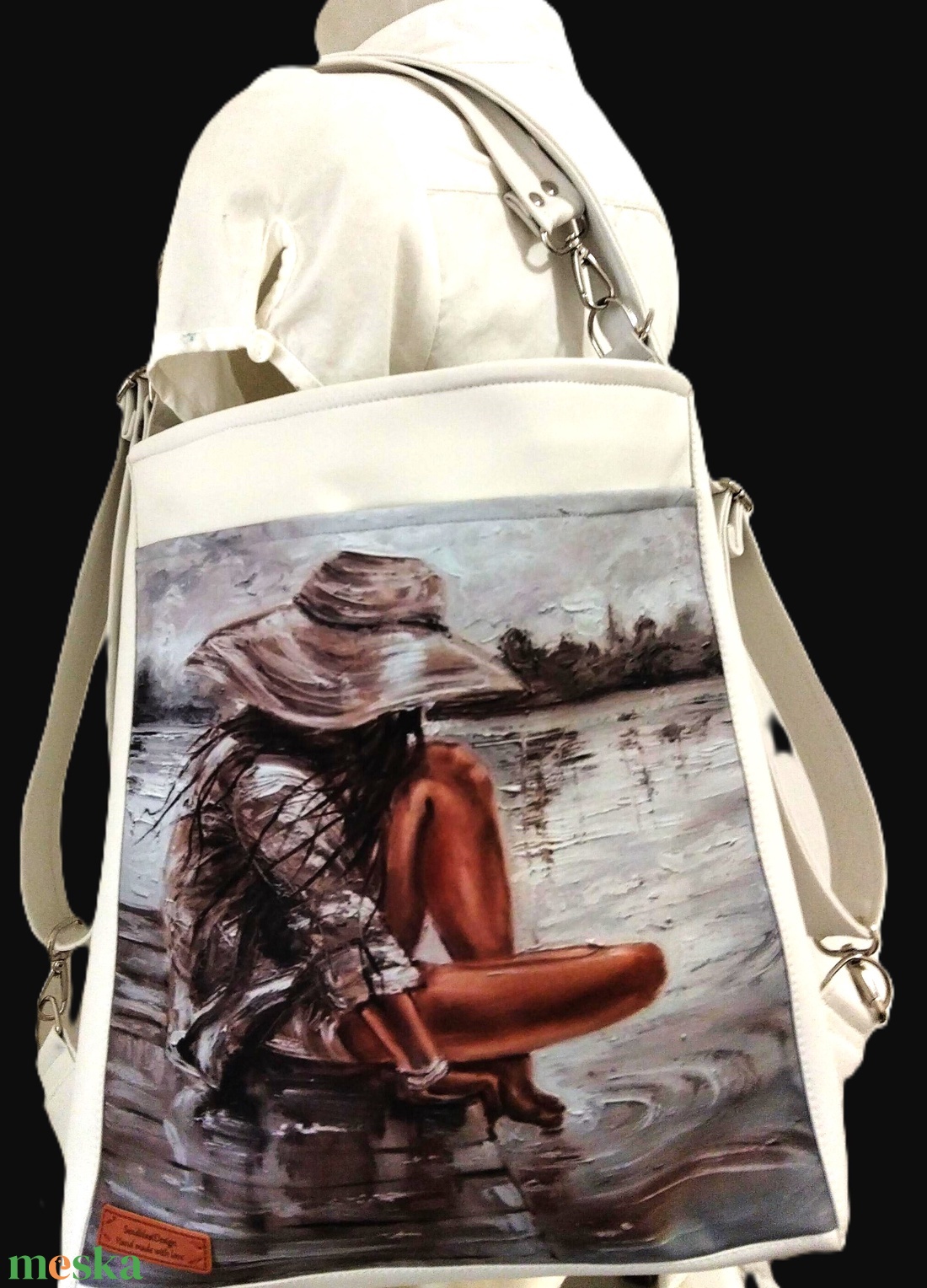 Elegáns fehér ökobőr  multifunkciós táska - táska & tok - variálható táska - Meska.hu