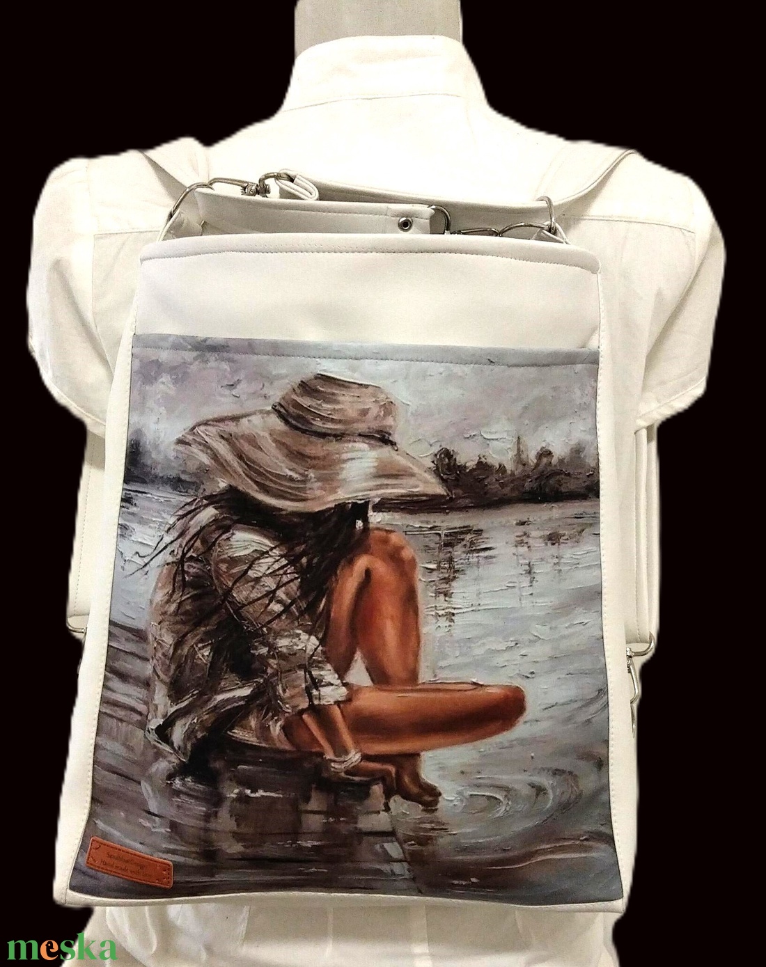 Elegáns fehér ökobőr  multifunkciós táska - táska & tok - variálható táska - Meska.hu