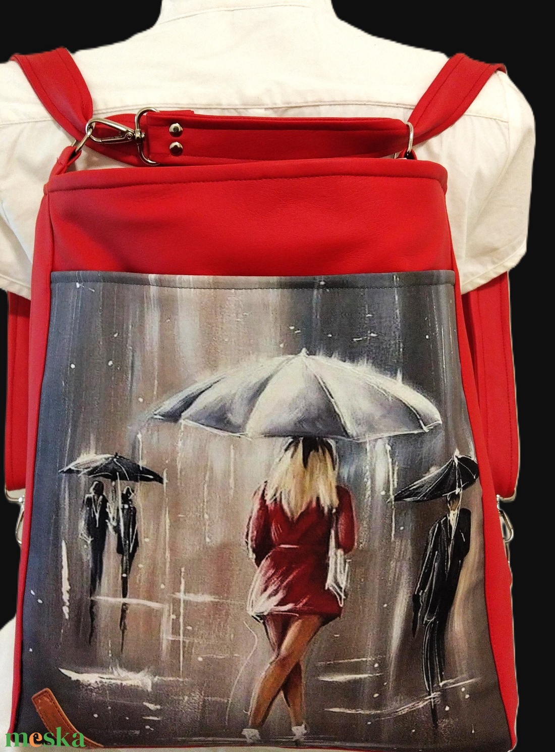 Vagány csajos piros multifunkciós táska - táska & tok - variálható táska - Meska.hu