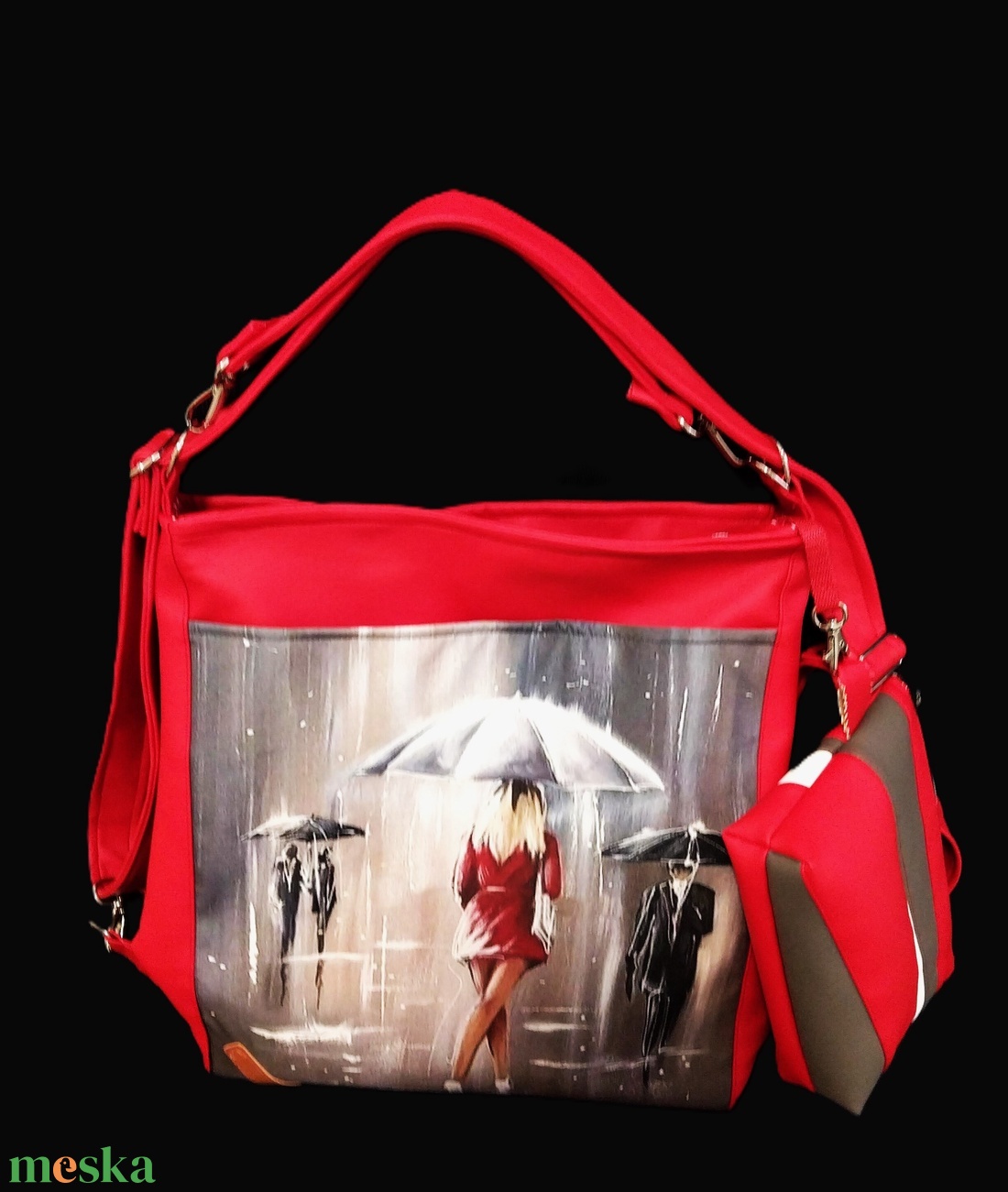 Vagány csajos piros multifunkciós táska - táska & tok - variálható táska - Meska.hu