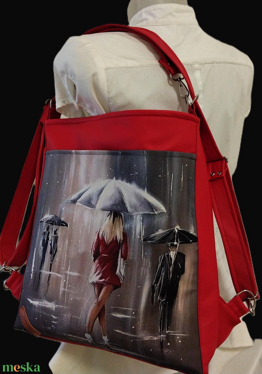 Vagány csajos piros multifunkciós táska - táska & tok - variálható táska - Meska.hu