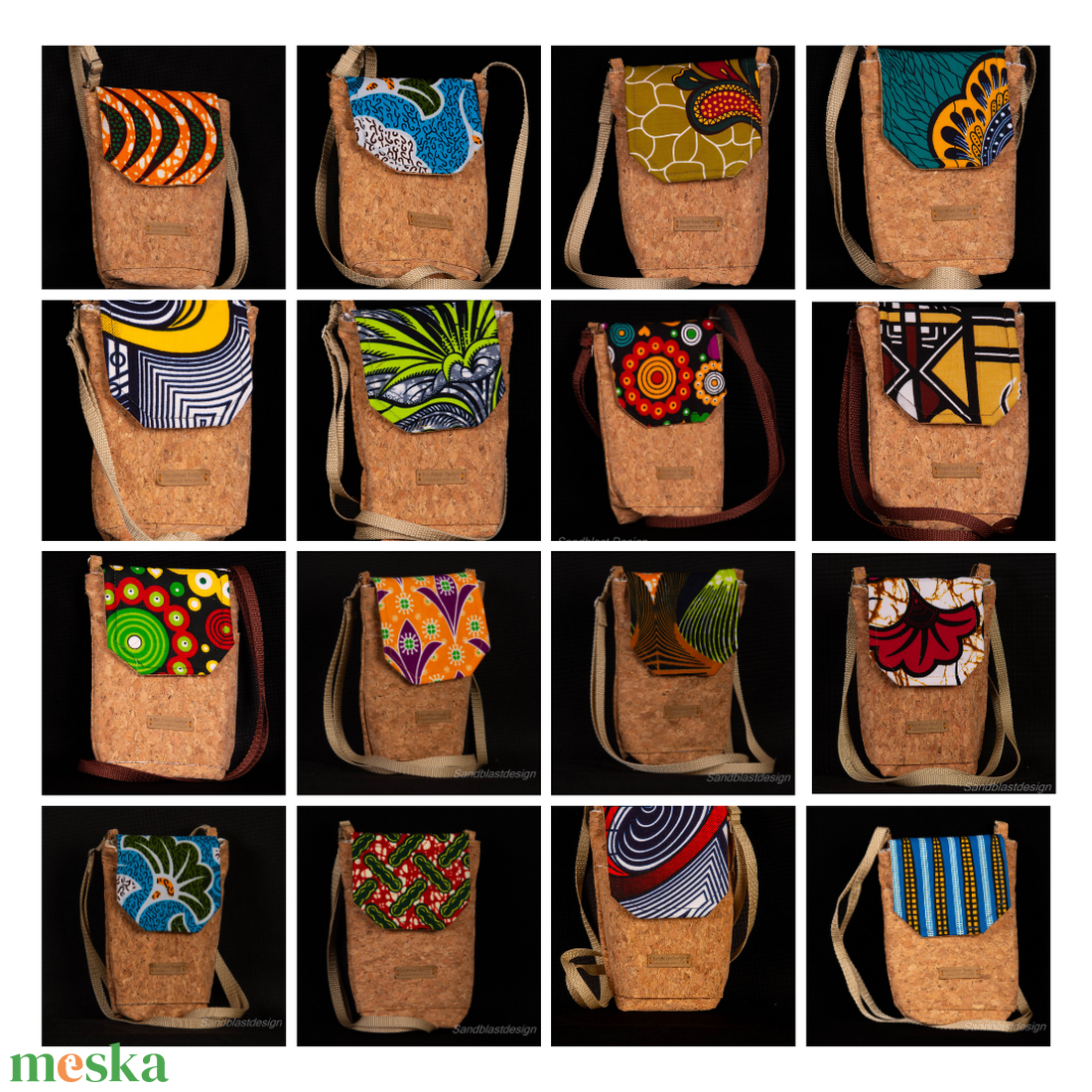 Parafa / mintás afrikai pamutvászon telefontartó kis táska/narancs-lila mintával-Több minta! - táska & tok - pénztárca & más tok - telefontok - Meska.hu