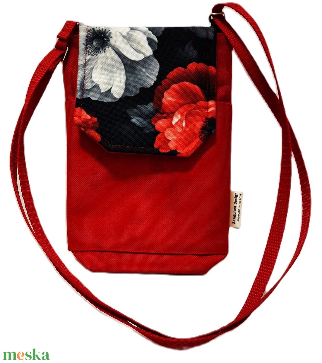 Piros  Virágos Cordura mobil tok, telefon kistáska - táska & tok - pénztárca & más tok - telefontok - Meska.hu