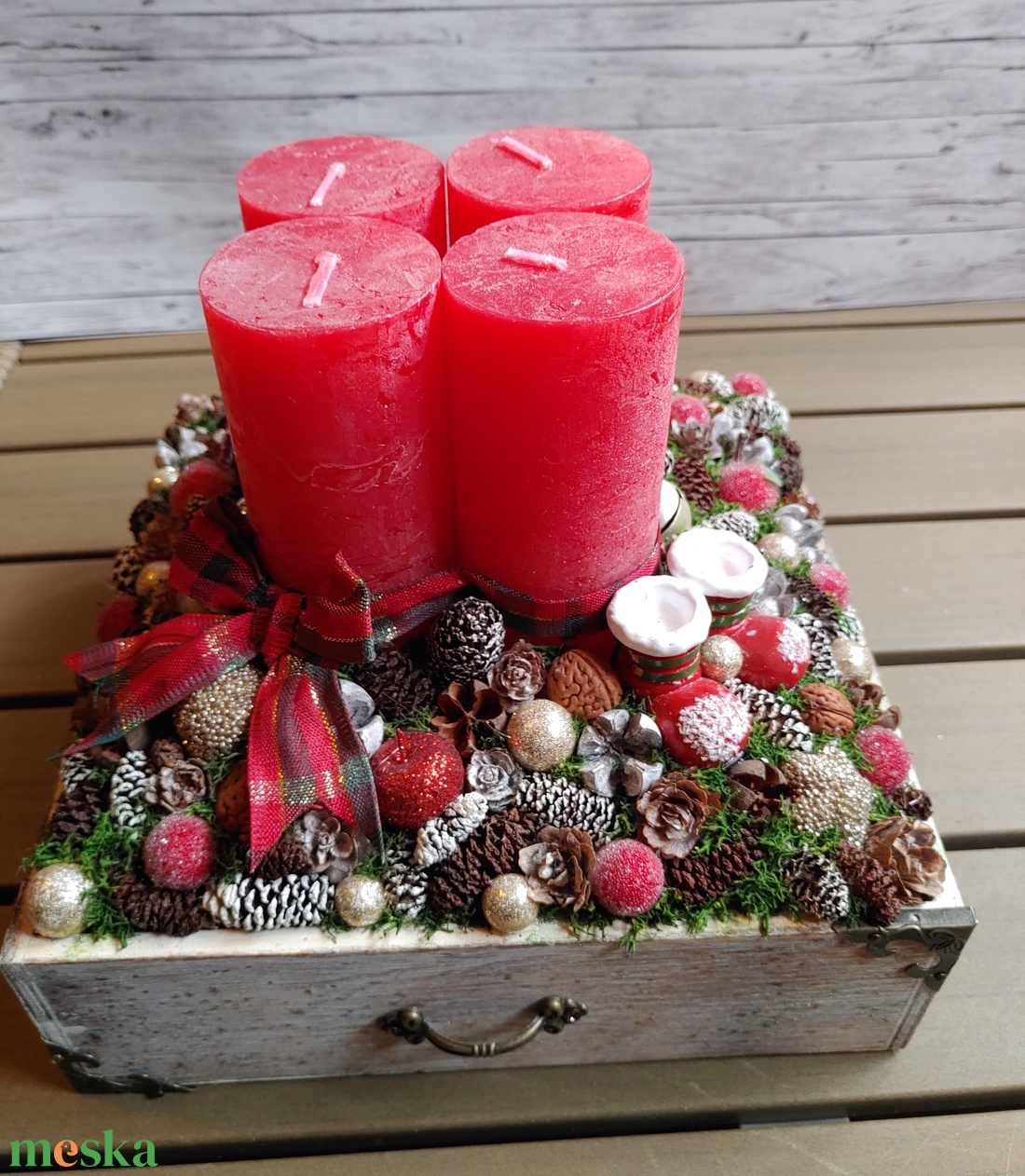 Piros adventi asztaldísz - karácsony - adventi díszek - adventi asztaldísz - Meska.hu Piros adventi asztaldísz - karácsony - adventi díszek - adventi asztaldísz - Meska.hu