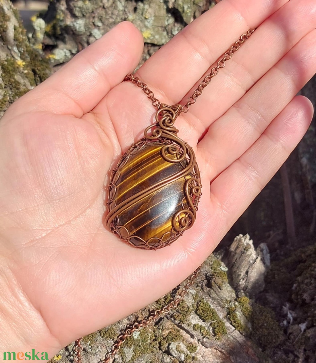 Tigrisszem nyaklánc - ékszer - nyaklánc - medál - Meska.hu