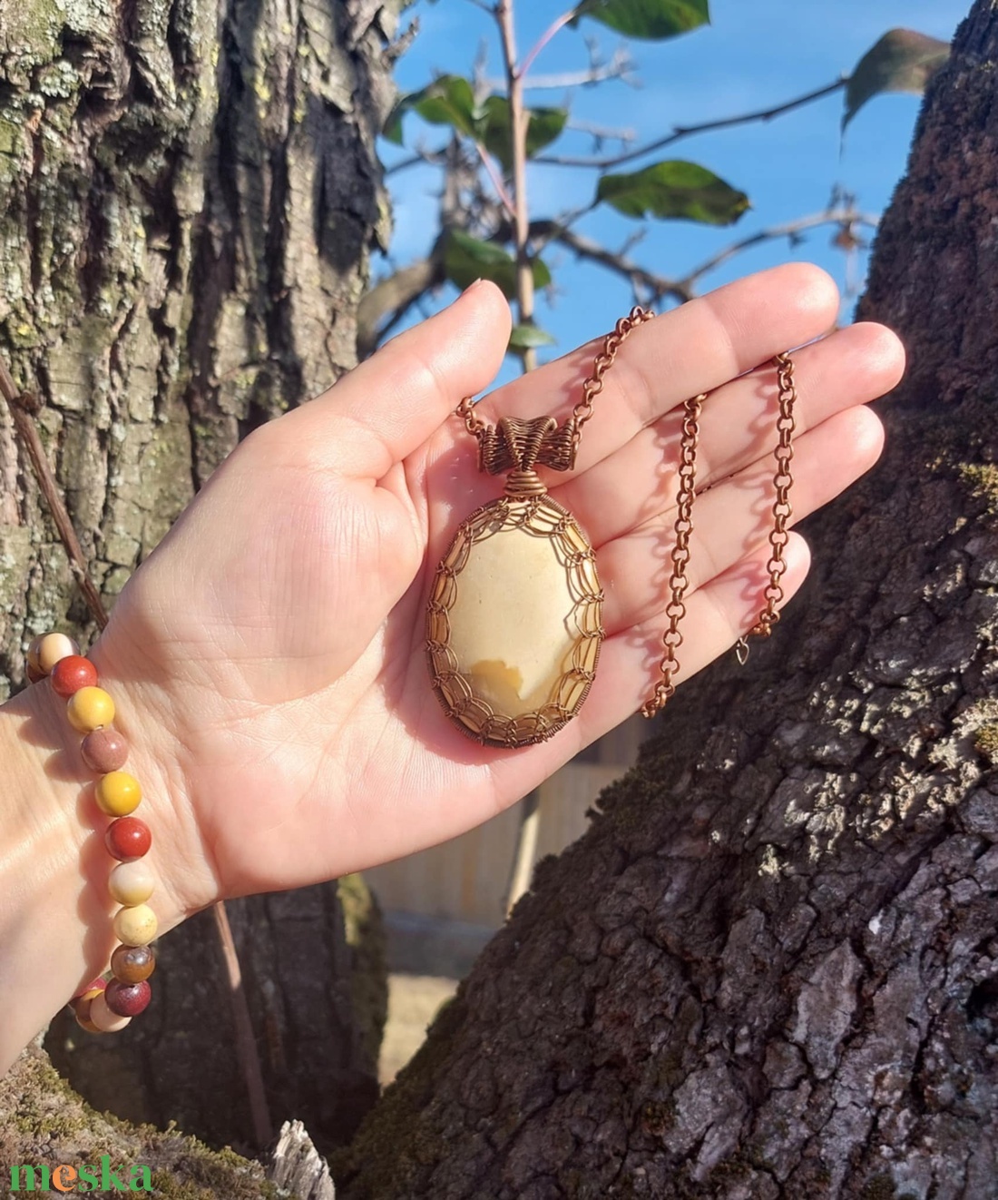 Mokait jáspis nyaklánc - ékszer - nyaklánc - medálos nyaklánc - Meska.hu