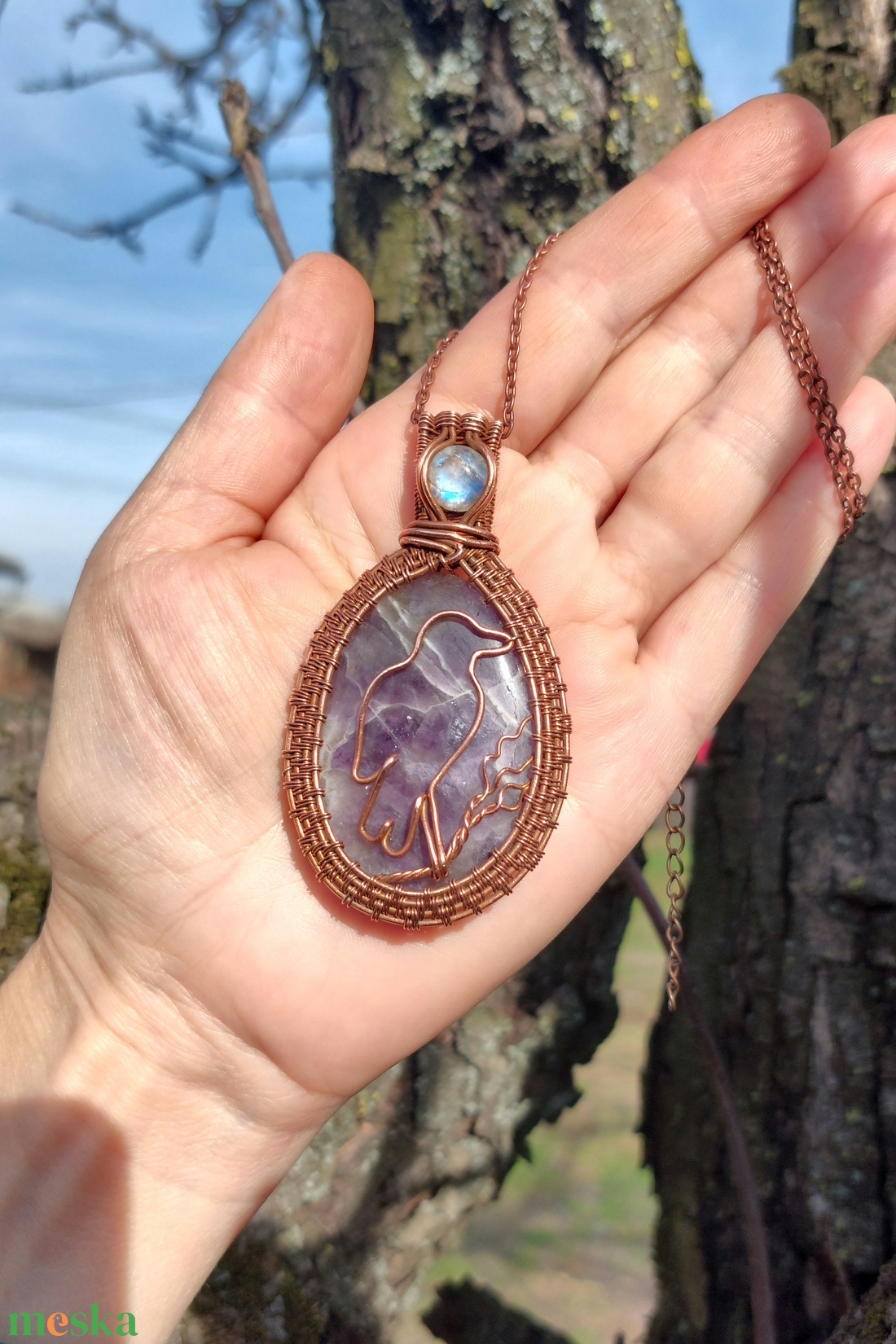 Ametiszt medál  - ékszer - nyaklánc - medálos nyaklánc - Meska.hu
