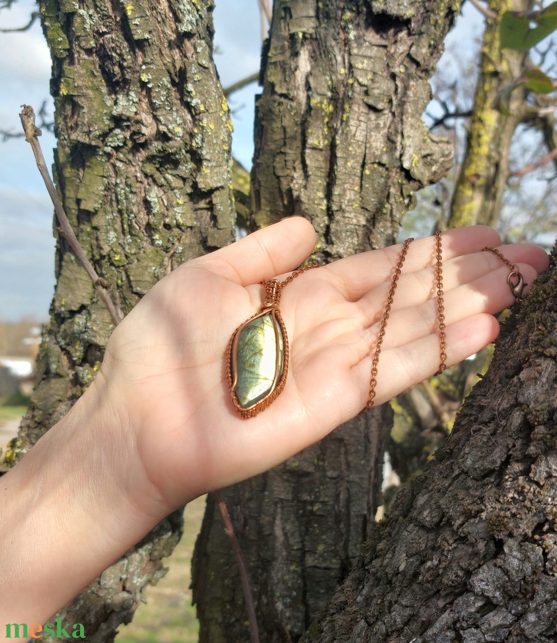 Labradorit medál  - ékszer - nyaklánc - medálos nyaklánc - Meska.hu