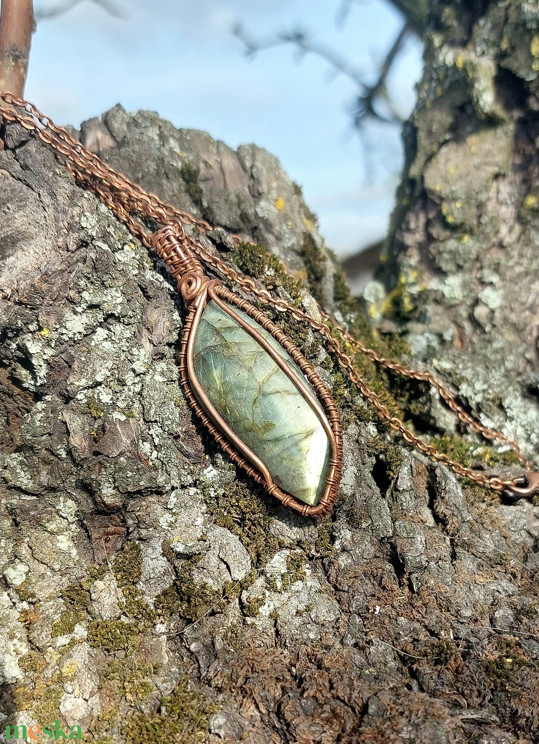 Labradorit medál  - ékszer - nyaklánc - medálos nyaklánc - Meska.hu