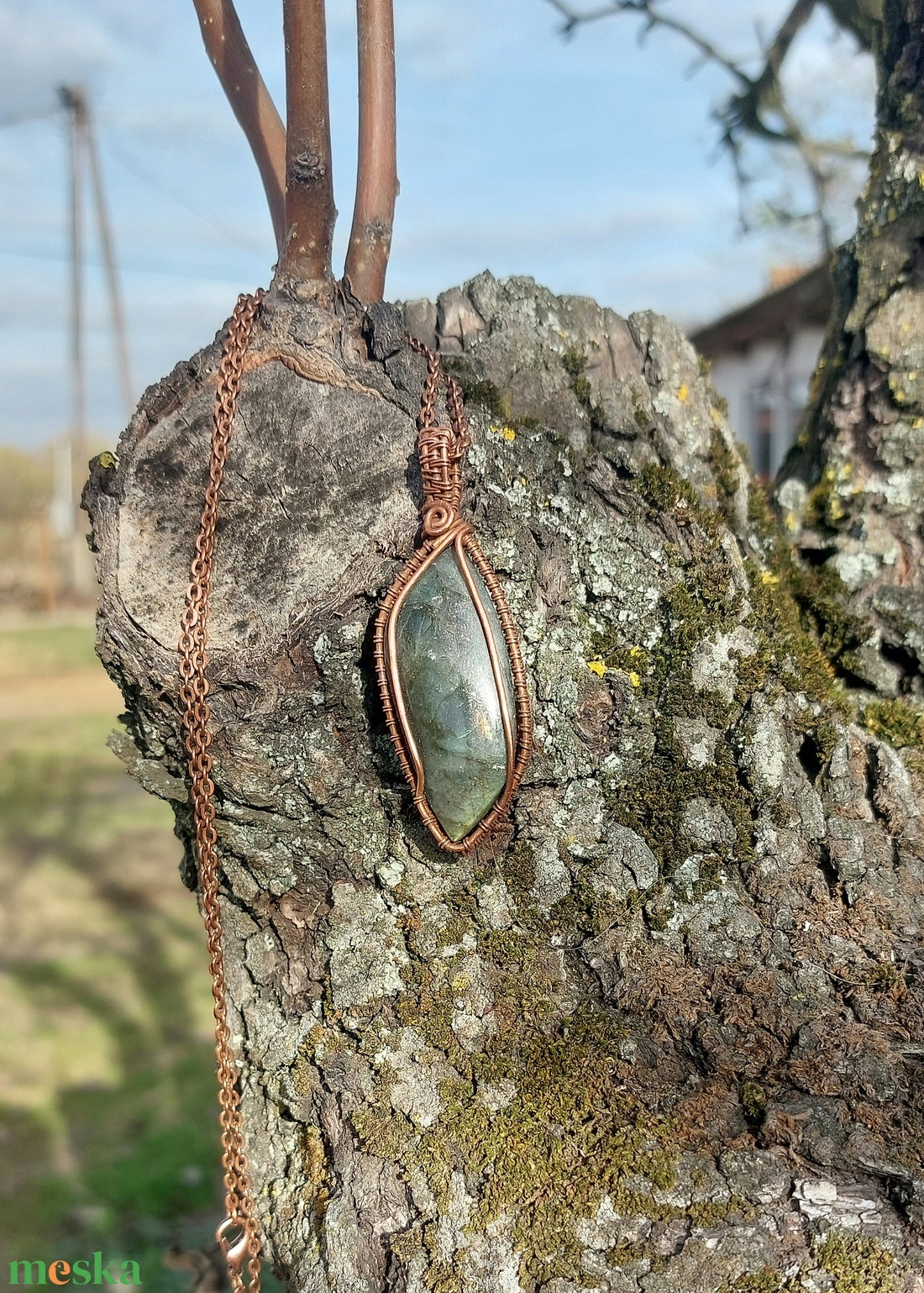 Labradorit medál  - ékszer - nyaklánc - medálos nyaklánc - Meska.hu