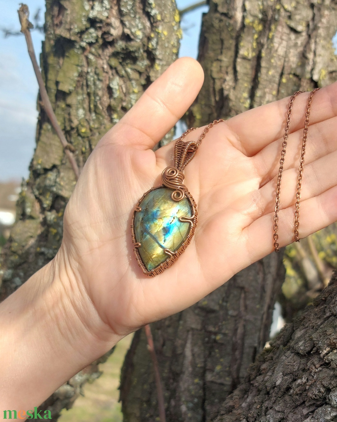 Labradorit medál  - ékszer - nyaklánc - medálos nyaklánc - Meska.hu
