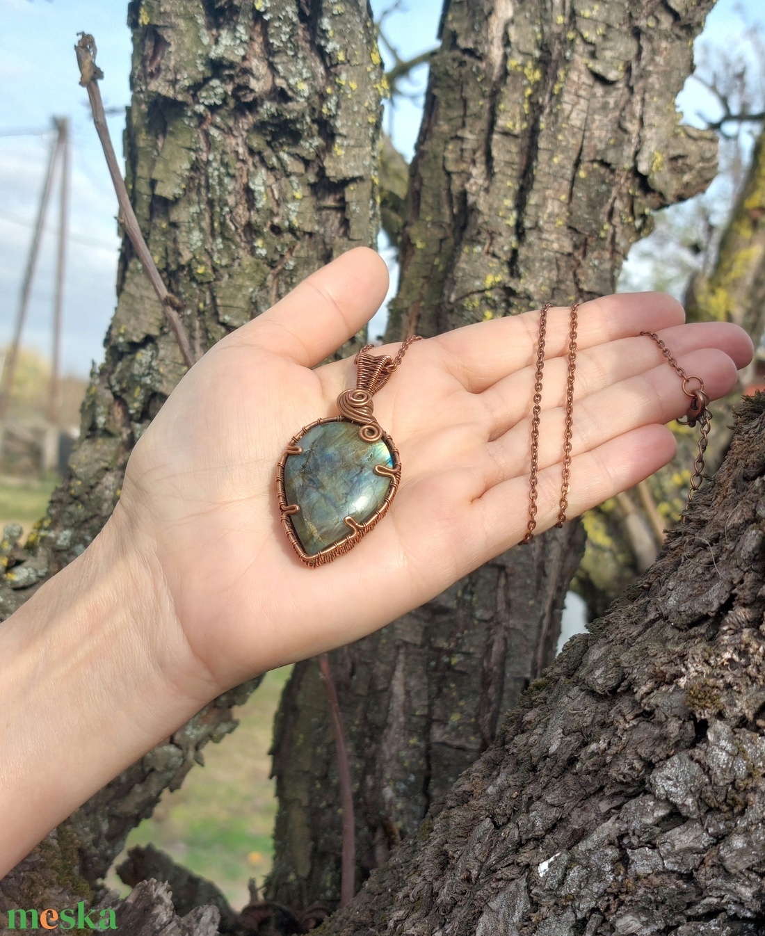 Labradorit medál  - ékszer - nyaklánc - medálos nyaklánc - Meska.hu