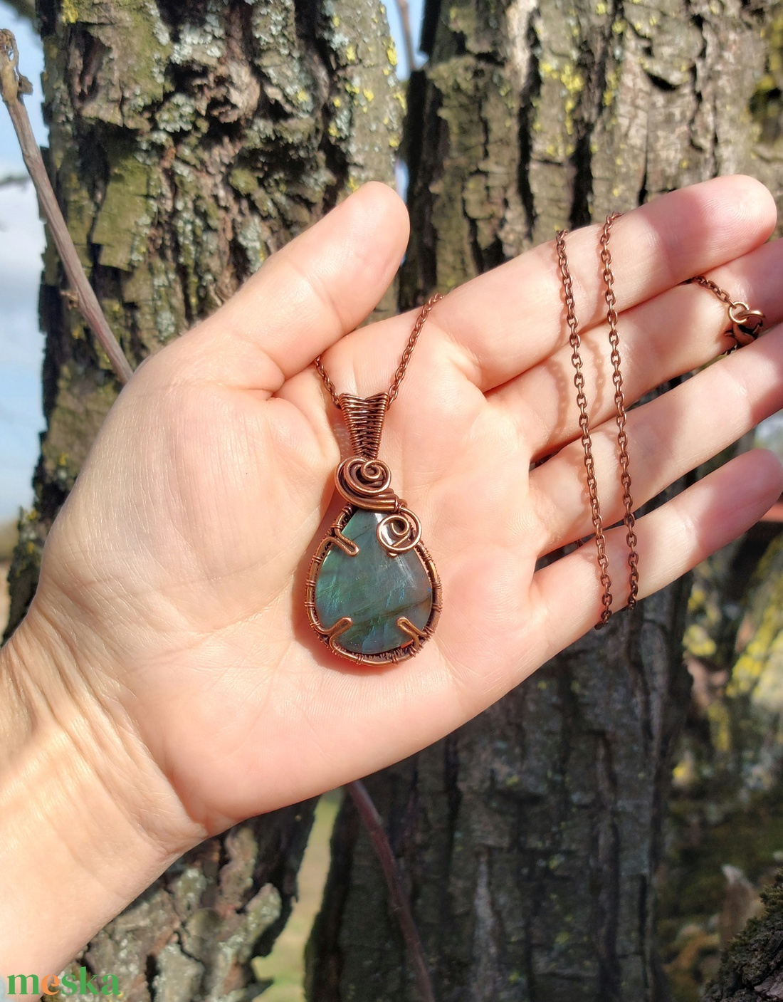 Labradorit medál  - ékszer - nyaklánc - medálos nyaklánc - Meska.hu