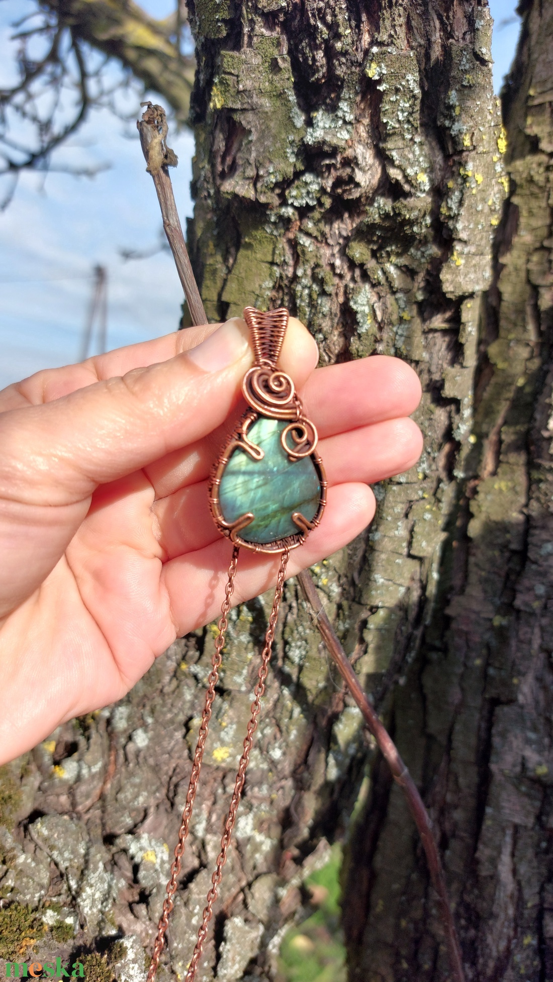 Labradorit medál  - ékszer - nyaklánc - medálos nyaklánc - Meska.hu