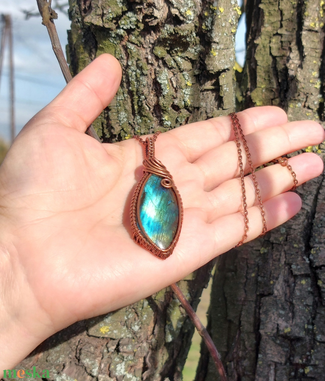 Labradorit medál  - ékszer - nyaklánc - medálos nyaklánc - Meska.hu