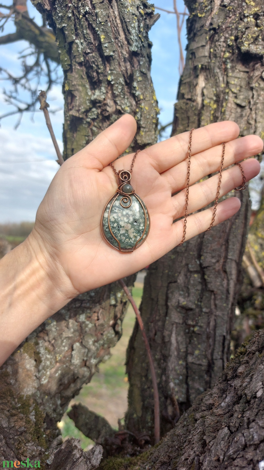 Jáspis (óceán) medál  - ékszer - nyaklánc - medálos nyaklánc - Meska.hu