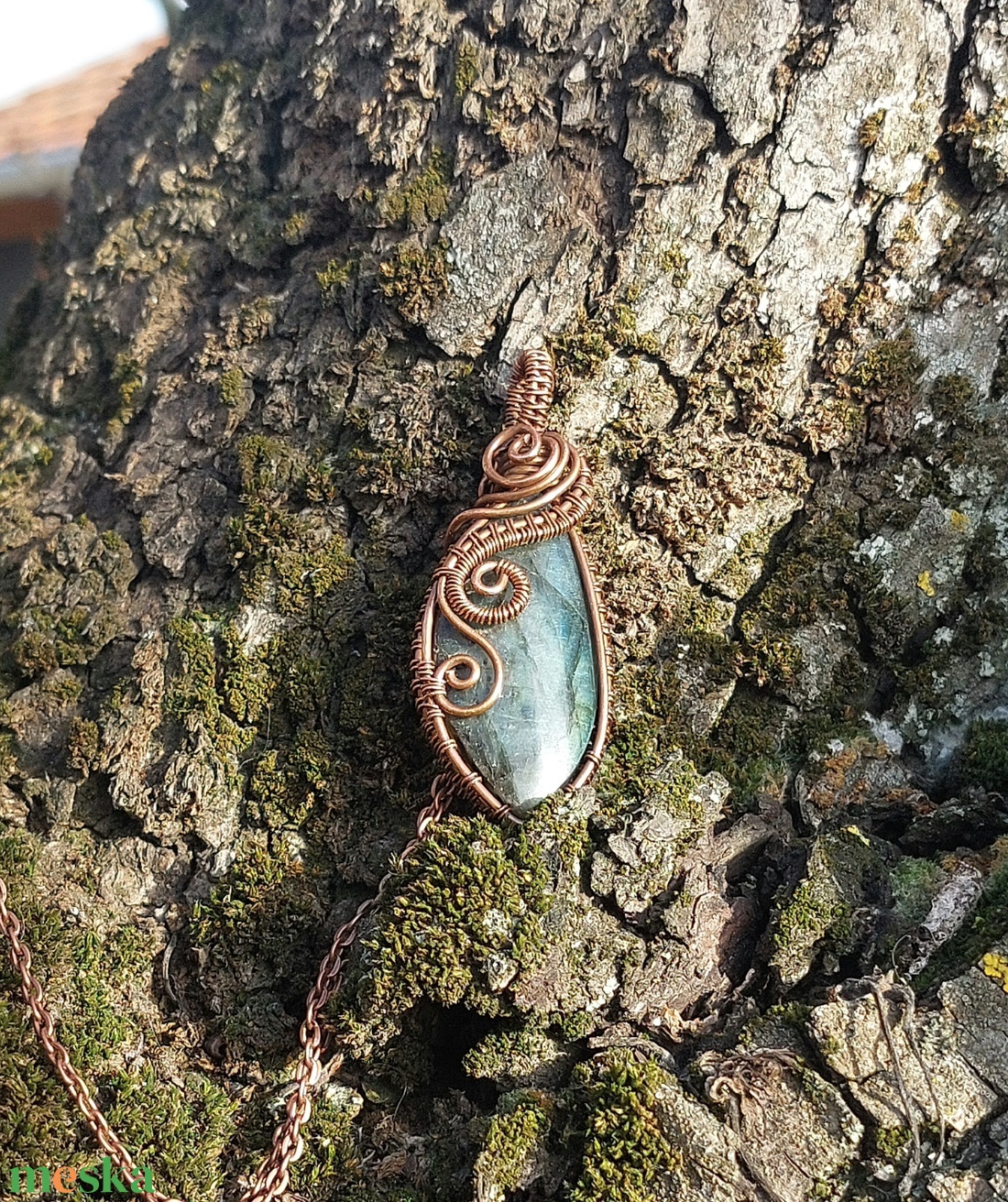 Labradorit medál  - ékszer - nyaklánc - medálos nyaklánc - Meska.hu