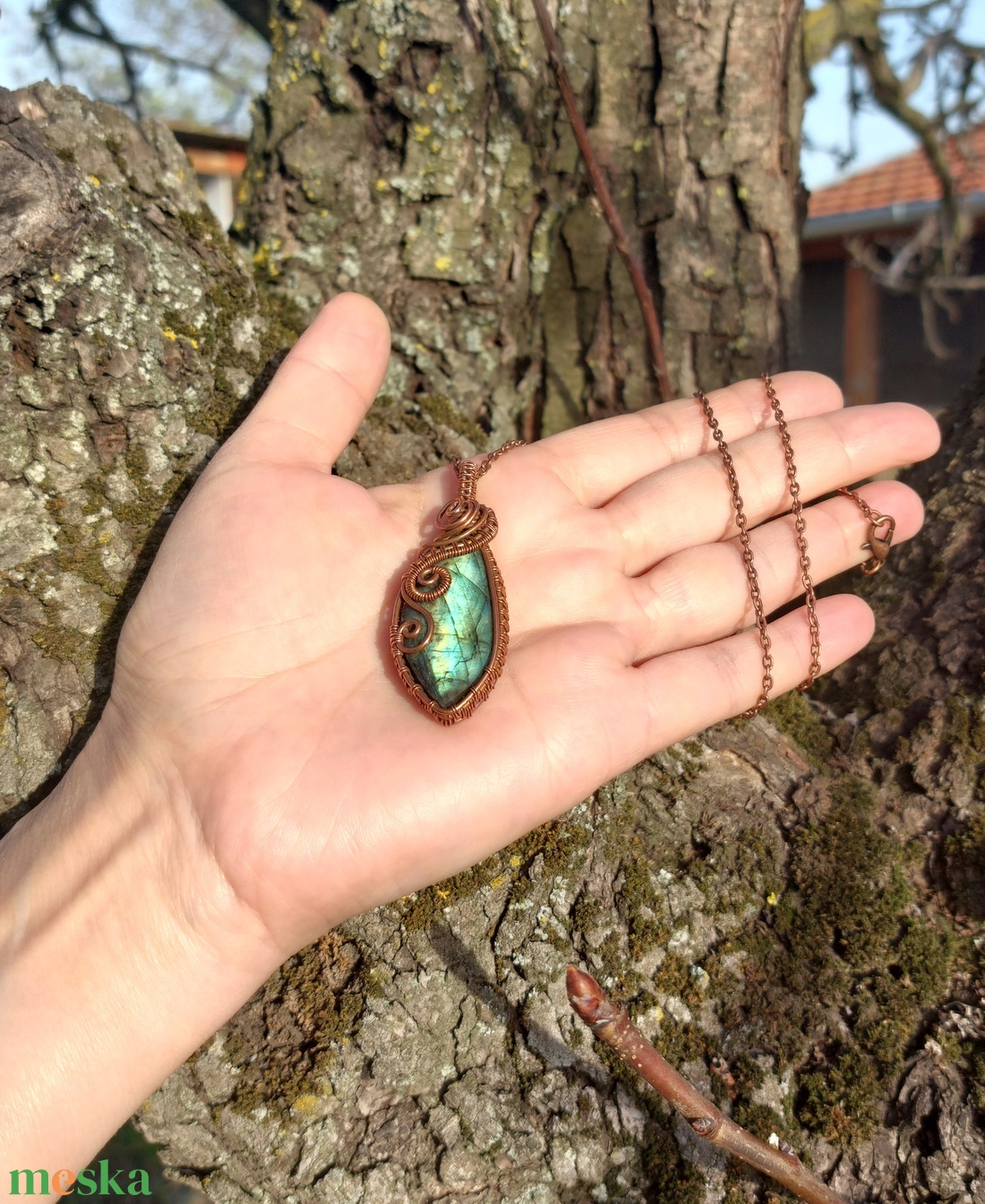 Labradorit medál  - ékszer - nyaklánc - medálos nyaklánc - Meska.hu