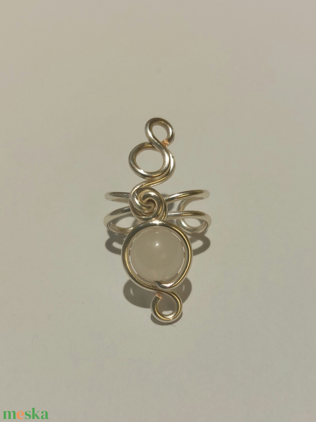 Fülgyűrű rózsakvarccal - ékszer - ékszerszett - Meska.hu