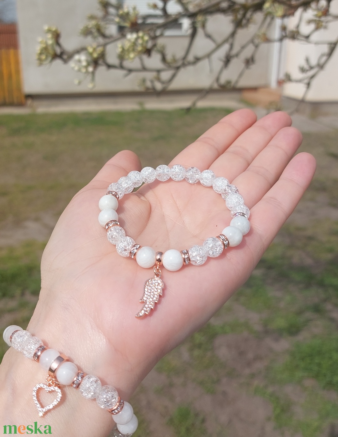 Holdkő és hegyikristály karkötő � választható dísszel - ékszer - karkötő - ásványkarkötő - Meska.hu