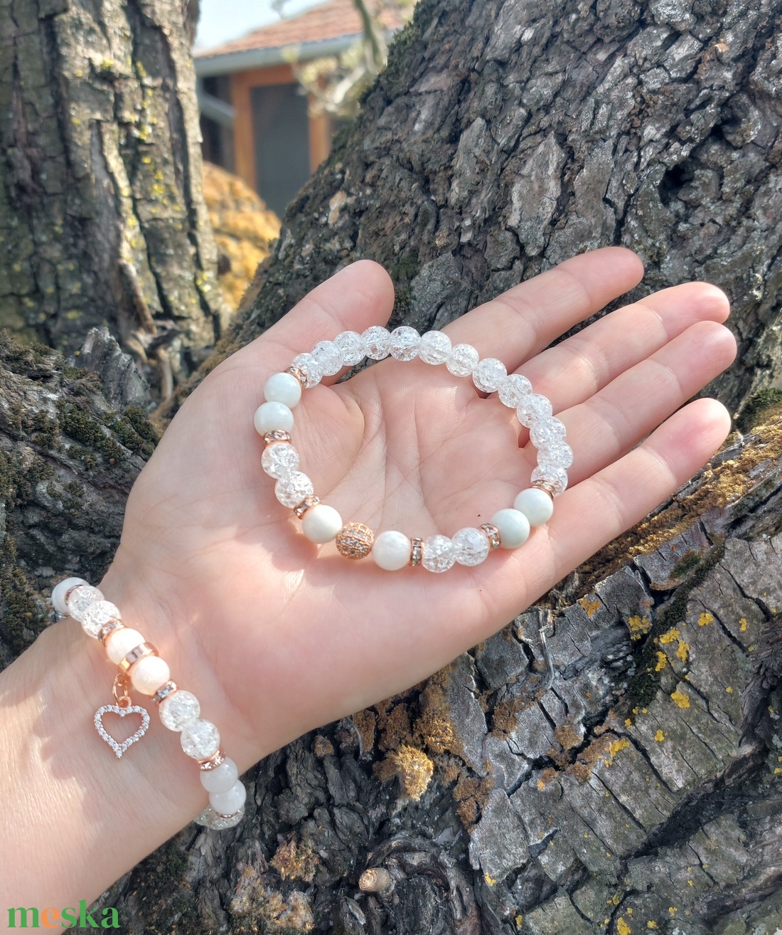 Holdkő és hegyikristály karkötő � választható dísszel - ékszer - karkötő - ásványkarkötő - Meska.hu