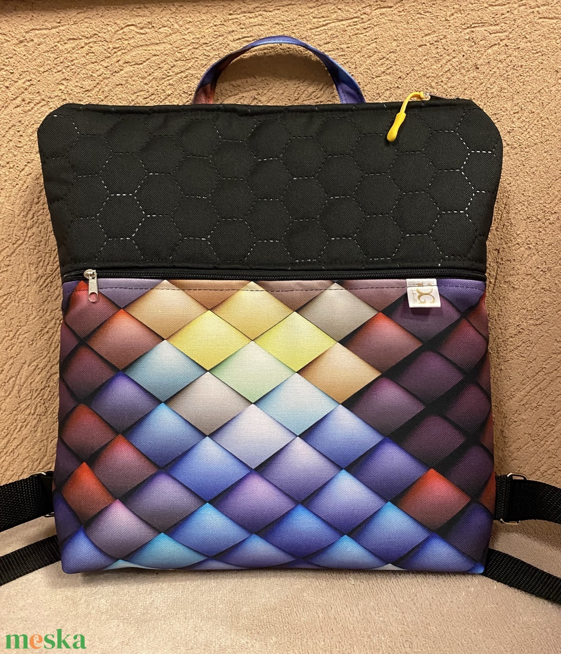 Prizma mintás hátitáska - táska & tok - bevásárlás & shopper táska - shopper, textiltáska, szatyor - Meska.hu