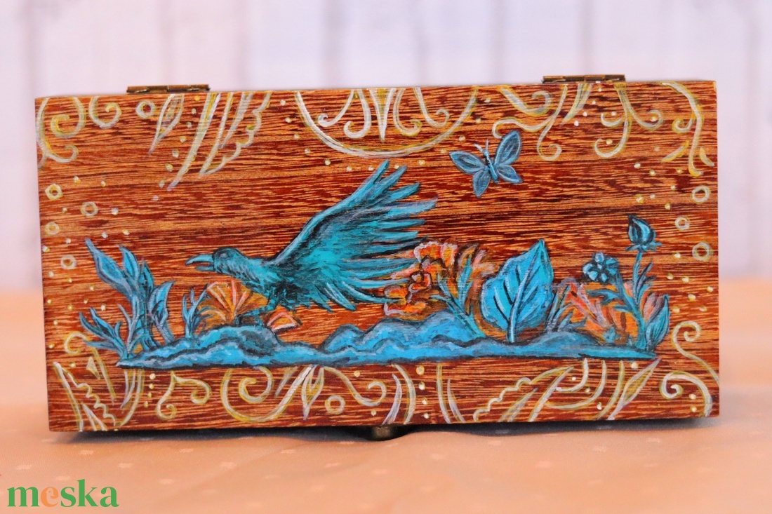 kézzel festett fadobozka - ékszer - ékszertartó - ékszerdoboz - Meska.hu
