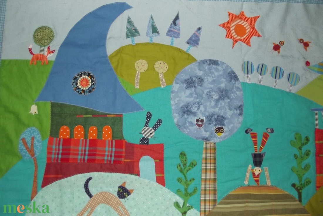 Erdei állatos, zsebes, figurás falvédő 160x80 cm -  - Meska.hu