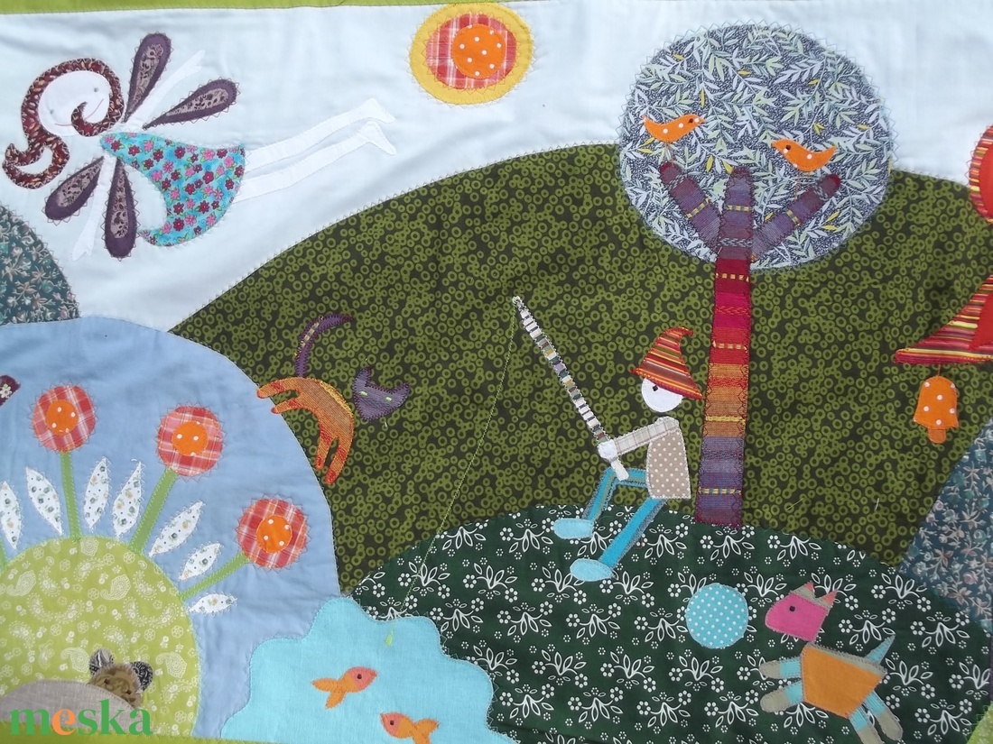 Lányos falvédő, tündéres, pecásmanós 160 x 70 cm - otthon & életmód - babaszoba, gyerekszoba - falvédő gyerekszobába - Meska.hu