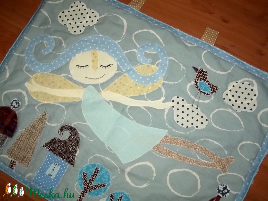 Angyalkás falikép, városkával 80 x 60 cm -  - Meska.hu