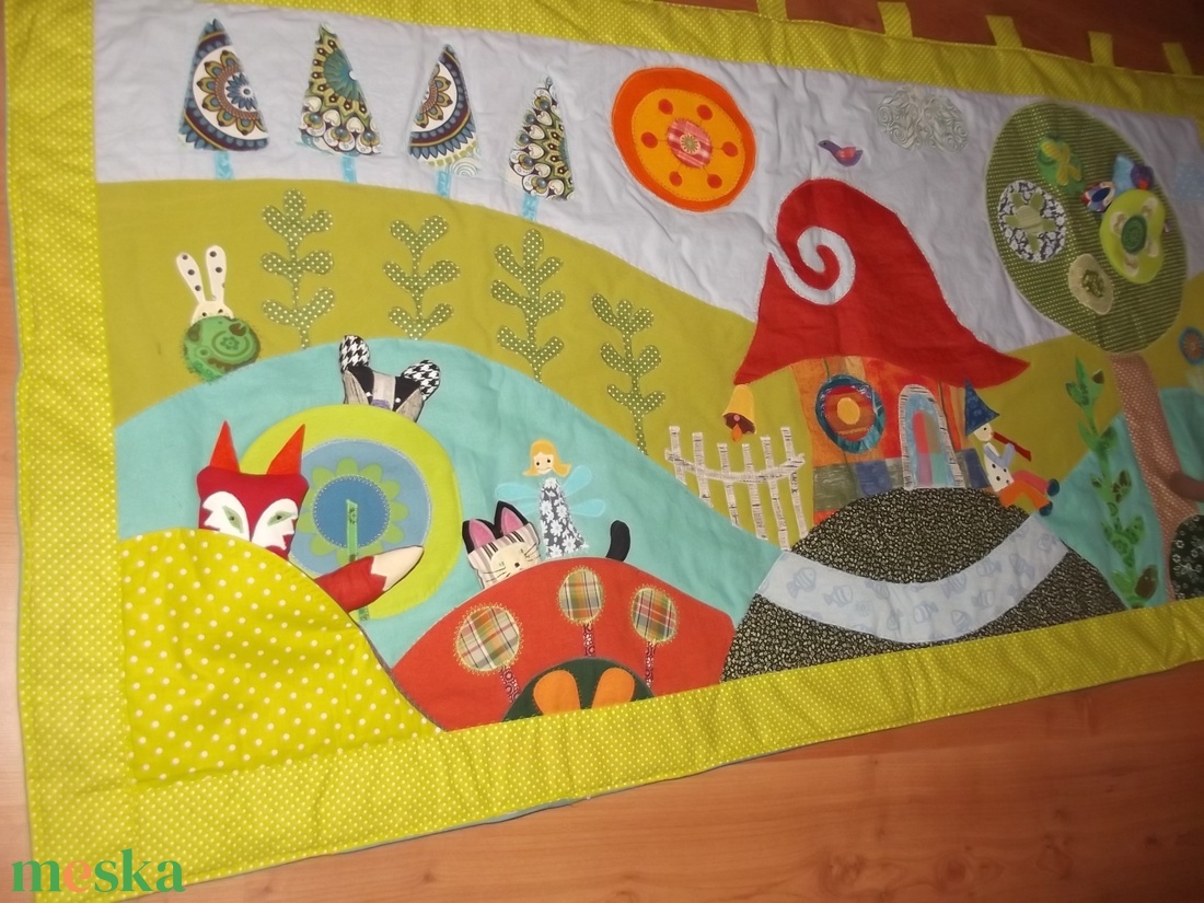 FIGURÁKKAL, ZSEBEKKEL Erdei állatos falvédő 160x80 cm - otthon & életmód - babaszoba, gyerekszoba - falvédő gyerekszobába - Meska.hu