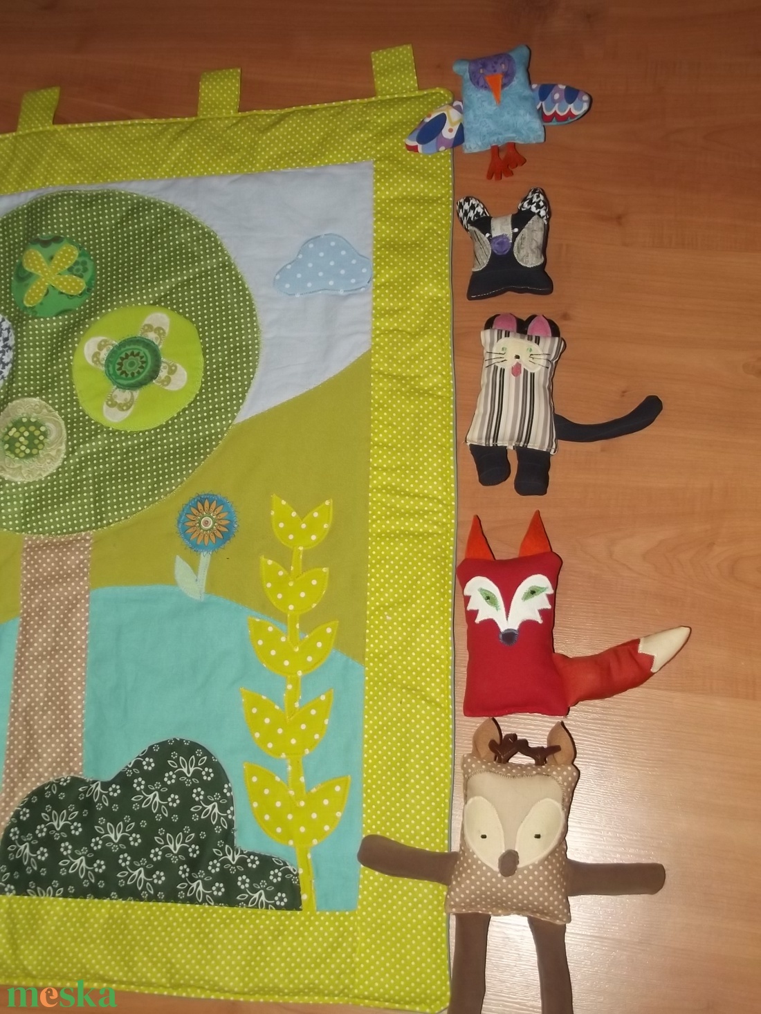 FIGURÁKKAL, ZSEBEKKEL Erdei állatos falvédő 160x80 cm - otthon & életmód - babaszoba, gyerekszoba - falvédő gyerekszobába - Meska.hu