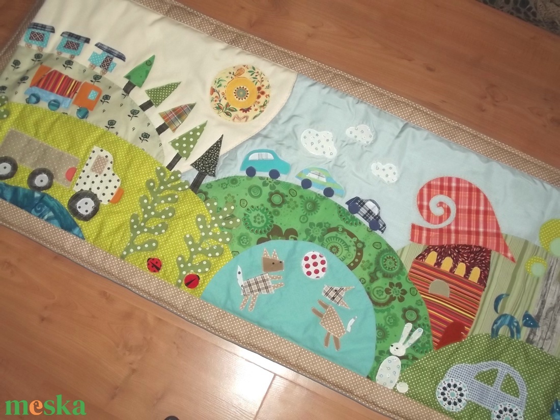 Falvédő járművekkel, állatokkal 150 x 70 cm - otthon & életmód - babaszoba, gyerekszoba - falvédő gyerekszobába - Meska.hu