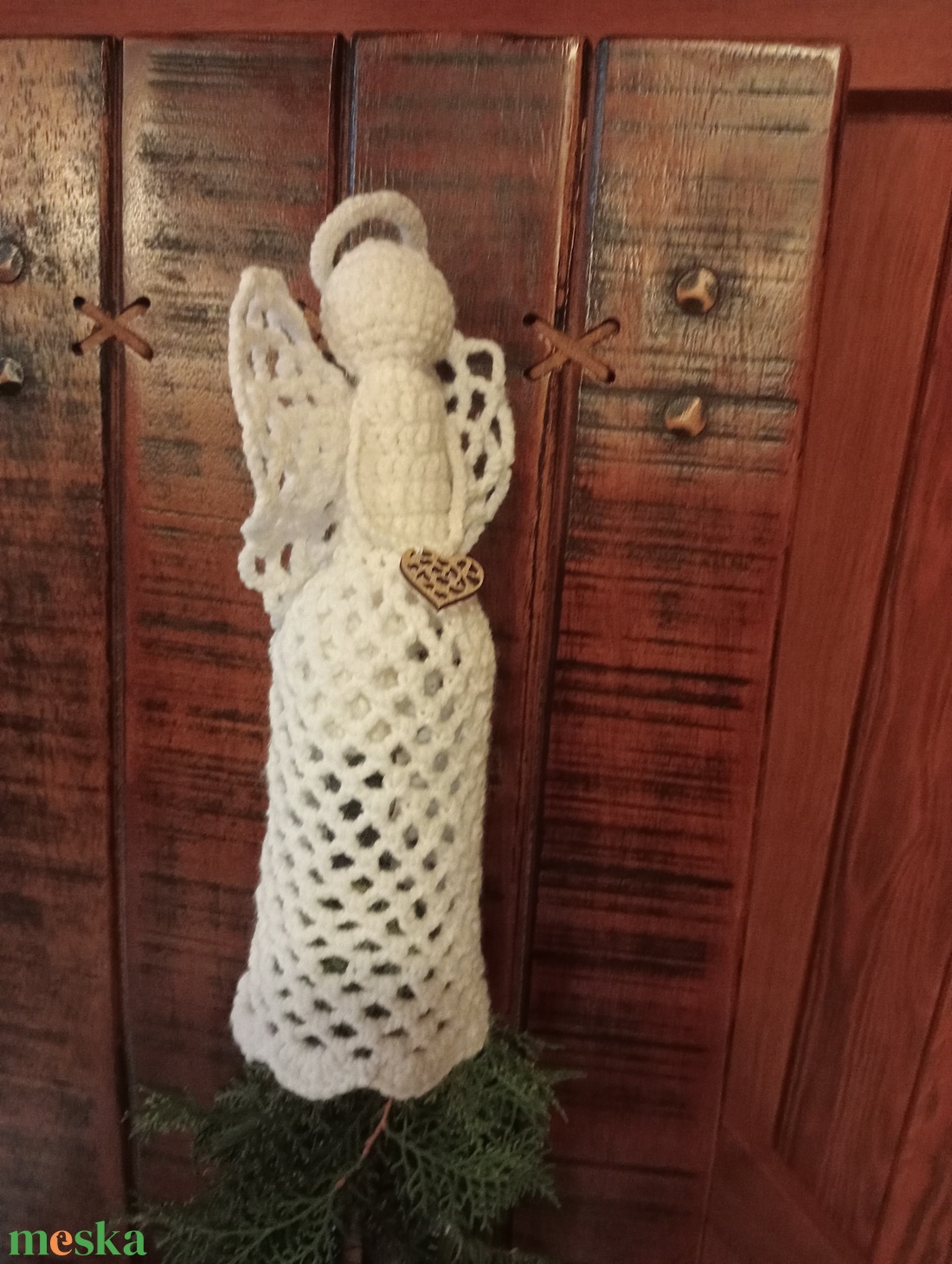 Angyalka csúcsdísz - karácsony - karácsonyi lakásdekoráció - karácsonyfa szoknya, karácsonyfa alátét - Meska.hu