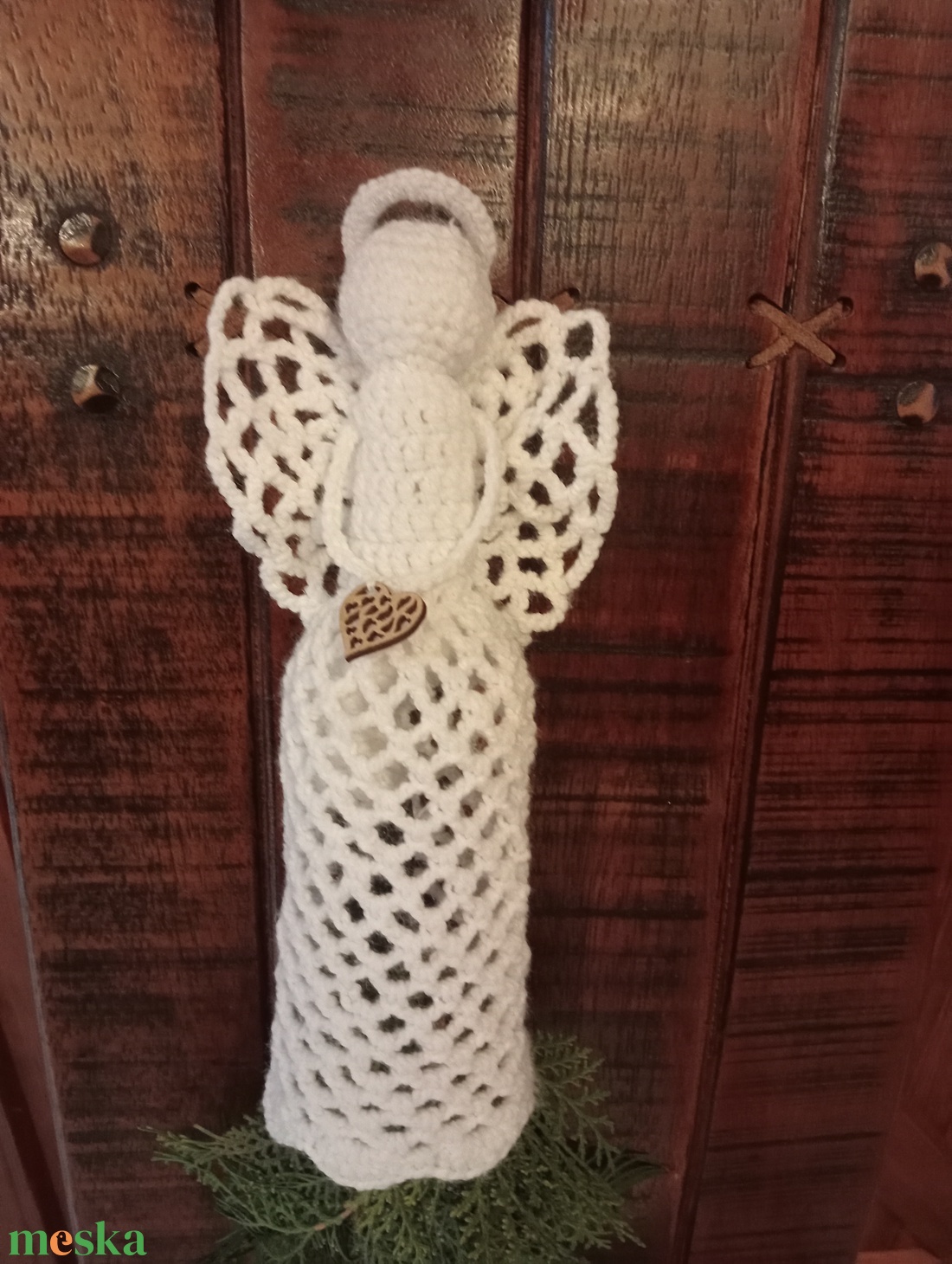 Angyalka csúcsdísz - karácsony - karácsonyi lakásdekoráció - karácsonyfa szoknya, karácsonyfa alátét - Meska.hu