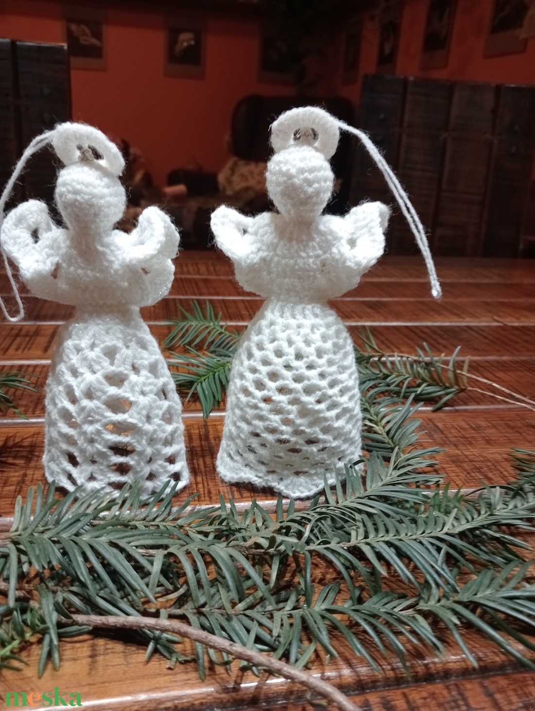 Horgolt angyalka - karácsony - karácsonyi lakásdekoráció - karácsonyfadíszek - Meska.hu
