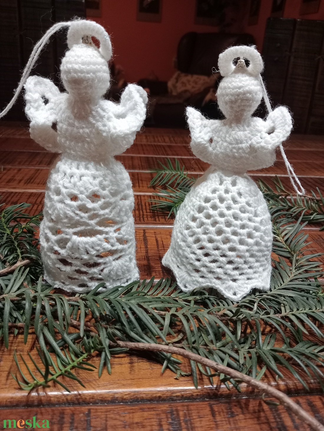 Horgolt angyalka - karácsony - karácsonyi lakásdekoráció - karácsonyfadíszek - Meska.hu